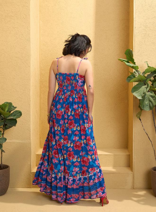 ساسافراس فستان ماكسي بحزام مزين بطبعة أزهار ساسافراس - Image 5