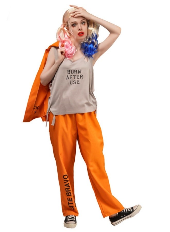 CCOVERY Prisoner Women Jumpsuit Adult Costume Cool Prisoner Uniform Costume,Penitentiary Cosplay Costumes - Image 2