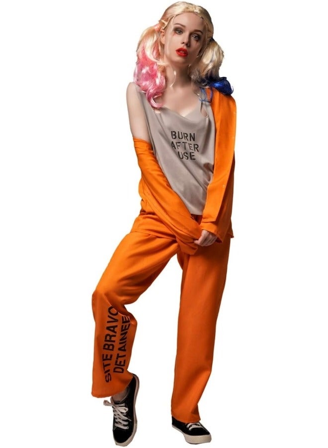 CCOVERY Prisoner Women Jumpsuit Adult Costume Cool Prisoner Uniform Costume,Penitentiary Cosplay Costumes - Image 3