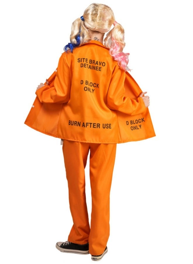 CCOVERY Prisoner Women Jumpsuit Adult Costume Cool Prisoner Uniform Costume,Penitentiary Cosplay Costumes - Image 4