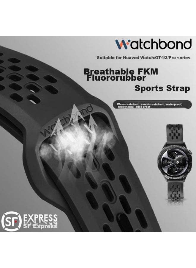 Watchbond Compatible With Huawei Watch Gt4/gt5 Strap, Fkm Fluoroelastomer Breathable Wristband, Universal For Watch4pro, Watch4/3, Smart Sports Gt3/2, Men's And Women's Gt5pro Watch Strap - Image 1