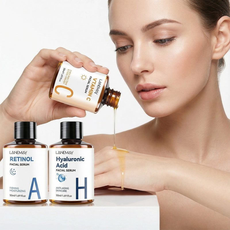 LANEMAY Facial Serum CAH Set (Vitamin C + Retinol + Hyaluronic Acid) 50ml x 3 - Image 1