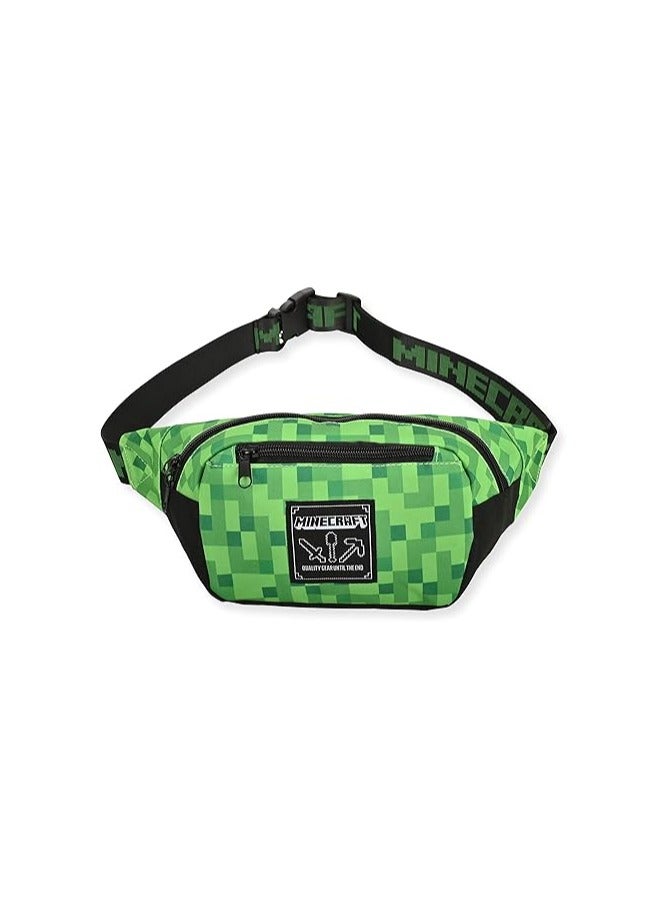 عام حقيبة حزام ظهر للأولاد - حقيبة حزام ظهر أسود وأخضر بوجه الزاحف، قابلة للتعديل، أسود وأخضر، حجم واحد. - Image 1