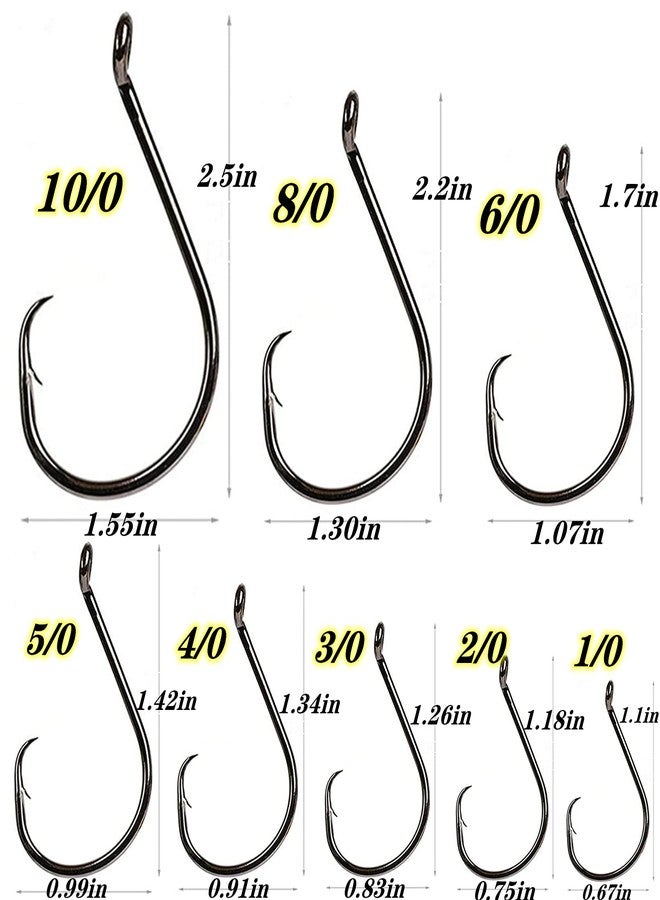 DAMIDEL 200Pcs/Box（Size:10/0... to...1/0 Strong Octopus Fishing Hooks, Forged Steel/Barded Design, Off-Set Point/Closed Eye, Strong/Sturdy, 10/0 8/0 6/0 5/0 4/0 3/0 2/0 1/0 Mixed Packaging - Image 5