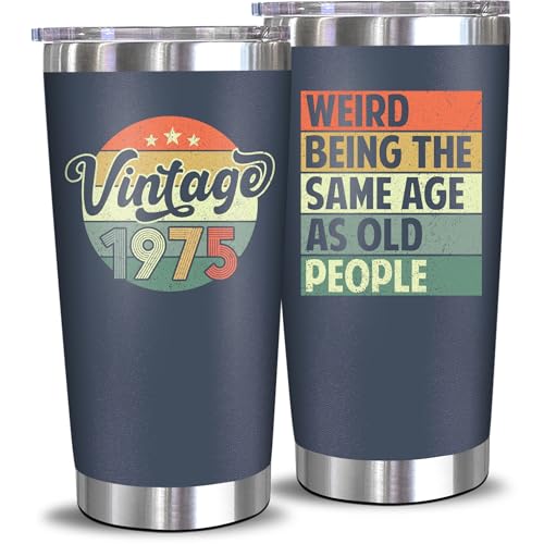 NewEleven 50th Birthday Gifts For Men Women - 1975 50th Birthday Decorations For Him Her - Present For Men Women Turning 50 Year Old Gifts For Mom, Dad, Wife, Husband - 20 Oz Tumbler - Image 1