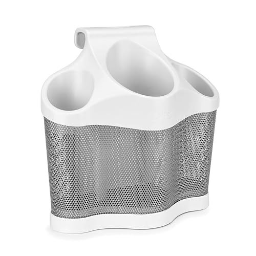 Polder Style Station Tool Organizer for Hair Dryer Curling Iron and Straightener EasytoStore Hair Styling Station White and Silver