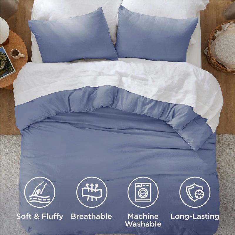 Bedsure Queen Comforter Set, Blue Soft Prewashed Bedding for All Seasons, 3 Pieces GentleSoftâ„¢ Bed Set, 1 Lightweight Comforter (90"x90") and 2 Pillowcases (20"x26") - Image 4