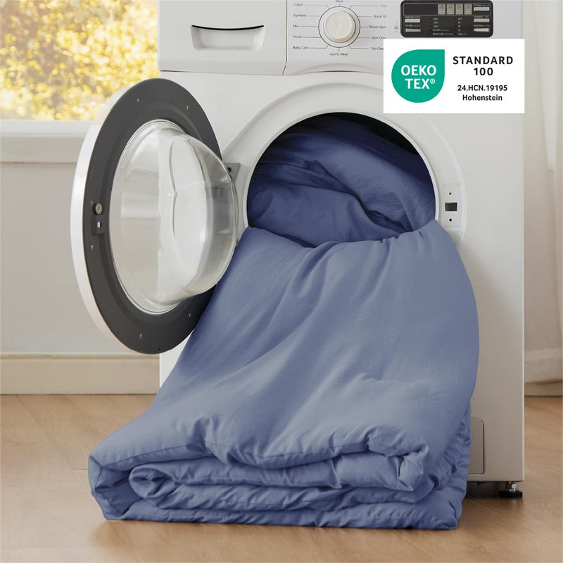 Bedsure Queen Comforter Set, Blue Soft Prewashed Bedding for All Seasons, 3 Pieces GentleSoftâ„¢ Bed Set, 1 Lightweight Comforter (90"x90") and 2 Pillowcases (20"x26") - Image 5