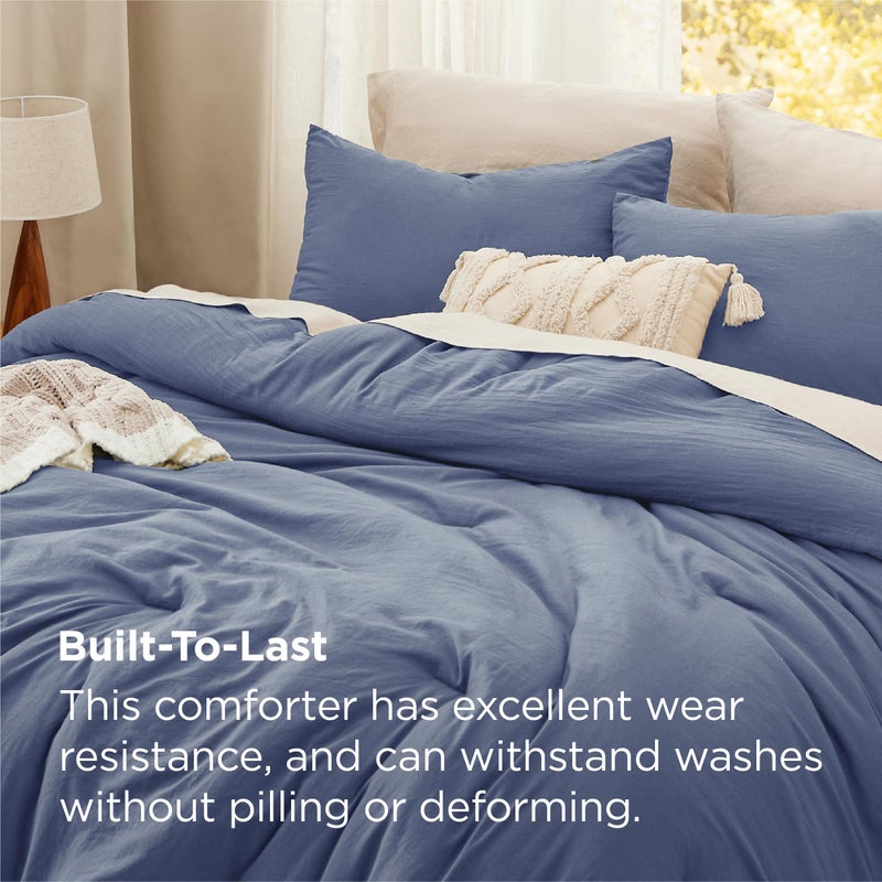 Bedsure Queen Comforter Set, Blue Soft Prewashed Bedding for All Seasons, 3 Pieces GentleSoftâ„¢ Bed Set, 1 Lightweight Comforter (90"x90") and 2 Pillowcases (20"x26") - Image 3