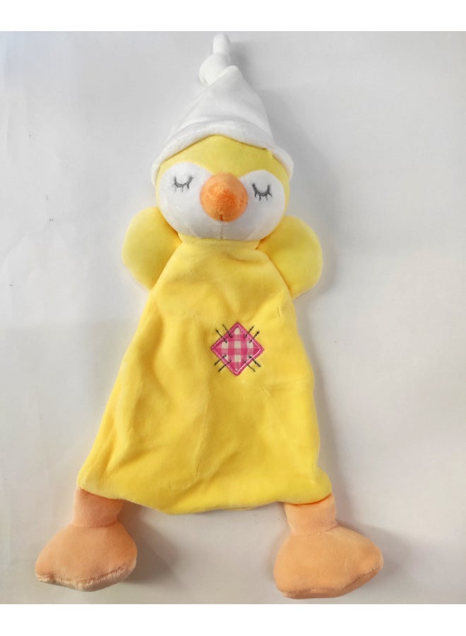 Baby Soothing Towel Plush Teething Toy Interactive Soft Doll Infant Comforter Mouthable Snackable Blanket Visual Auditory Stimulation-Color:Hand Puppet Tuan Tuan Chicken (Yellow) - Image 1