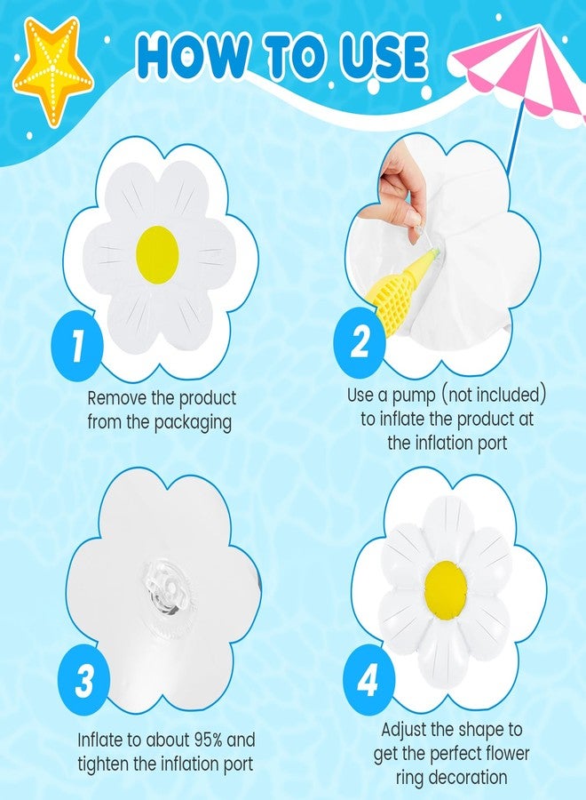 ShinyRelief مجموعة زينة حمام سباحة قابلة للنفخ من ShinyRelief، 4 قطع، على شكل زهور الأقحوان، 20 بوصة، زهور قابلة للنفخ لحفلات الزفاف، وأعياد الميلاد، وحفلات استقبال المولود، وحفلات توديع العزوبية (أبيض) - Image 5