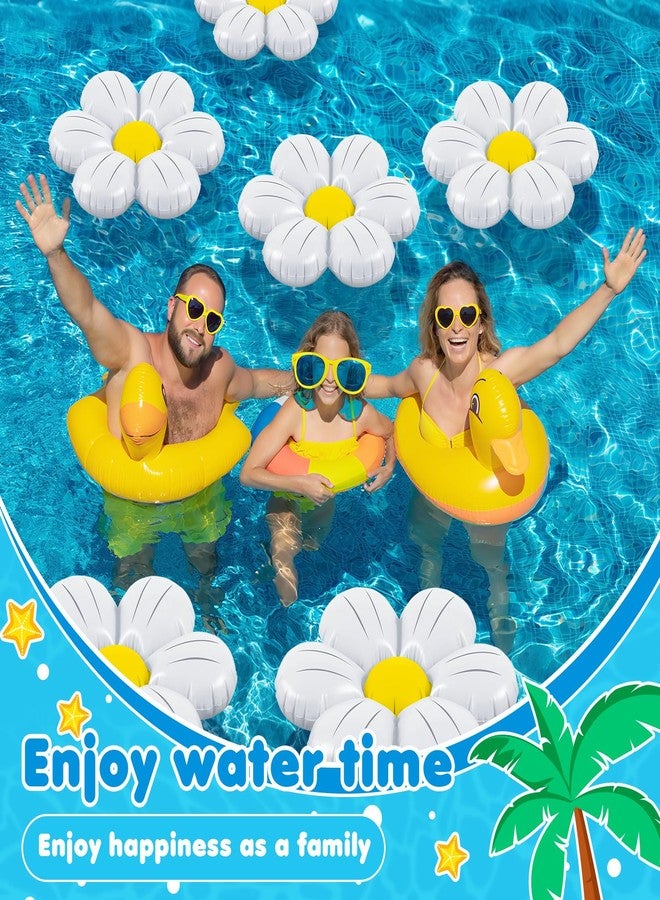 ShinyRelief مجموعة زينة حمام سباحة قابلة للنفخ من ShinyRelief، 4 قطع، على شكل زهور الأقحوان، 20 بوصة، زهور قابلة للنفخ لحفلات الزفاف، وأعياد الميلاد، وحفلات استقبال المولود، وحفلات توديع العزوبية (أبيض) - Image 4