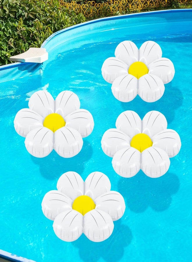ShinyRelief مجموعة زينة حمام سباحة قابلة للنفخ من ShinyRelief، 4 قطع، على شكل زهور الأقحوان، 20 بوصة، زهور قابلة للنفخ لحفلات الزفاف، وأعياد الميلاد، وحفلات استقبال المولود، وحفلات توديع العزوبية (أبيض) - Image 1