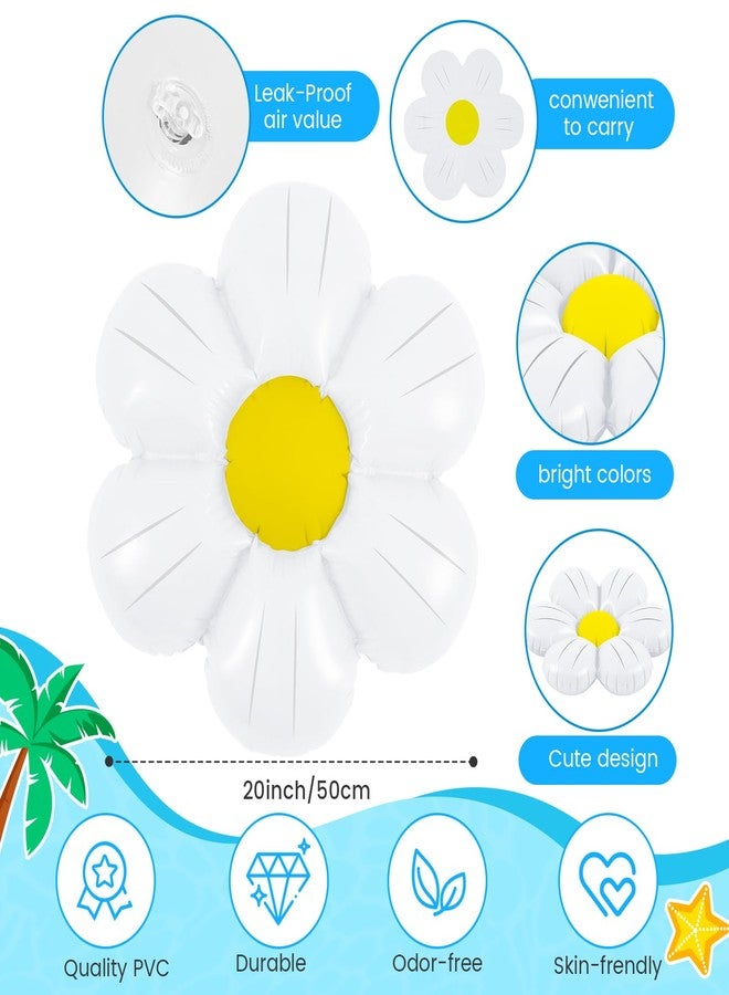 ShinyRelief مجموعة زينة حمام سباحة قابلة للنفخ من ShinyRelief، 4 قطع، على شكل زهور الأقحوان، 20 بوصة، زهور قابلة للنفخ لحفلات الزفاف، وأعياد الميلاد، وحفلات استقبال المولود، وحفلات توديع العزوبية (أبيض) - Image 2