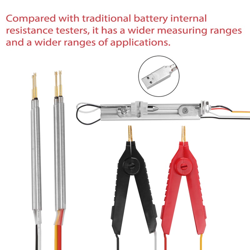 0.01mΩ~200Ω Battery Internal Resistance Tester Four-wire Battery Voltage Resistance Testing Tool Lithium Nickel Hydrogen Phosphate Lithium Button Battery Handheld Portable Battery Internal Resistance - Image 4