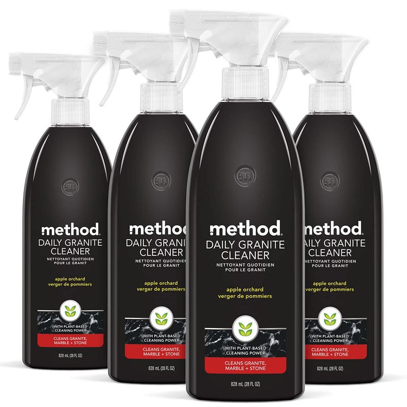 Method Daily Granite Cleaner Spray, Apple Orchard, Cleaning Agent for Granite, Marble, and Other Sealed Stone, 28 oz Spray Bottles (Pack of 4) - Image 1