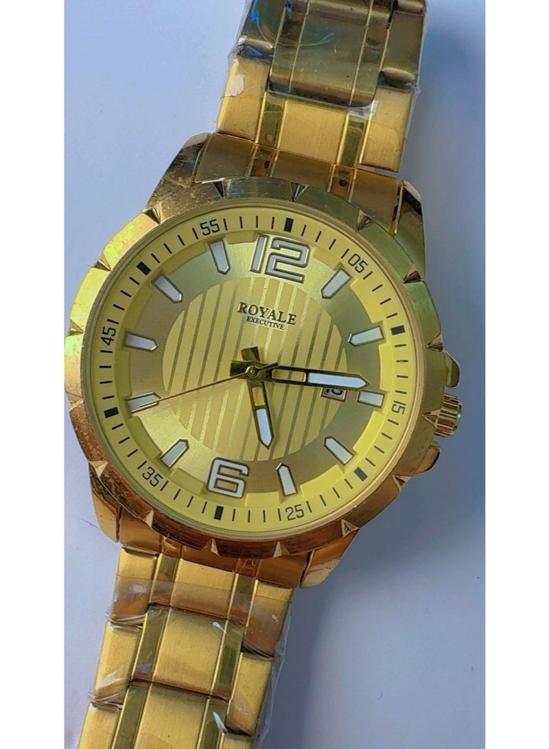 Royale Executive Men's Luxury Gold-Plated Stainless Steel Quartz Watch with Date Display - Image 5