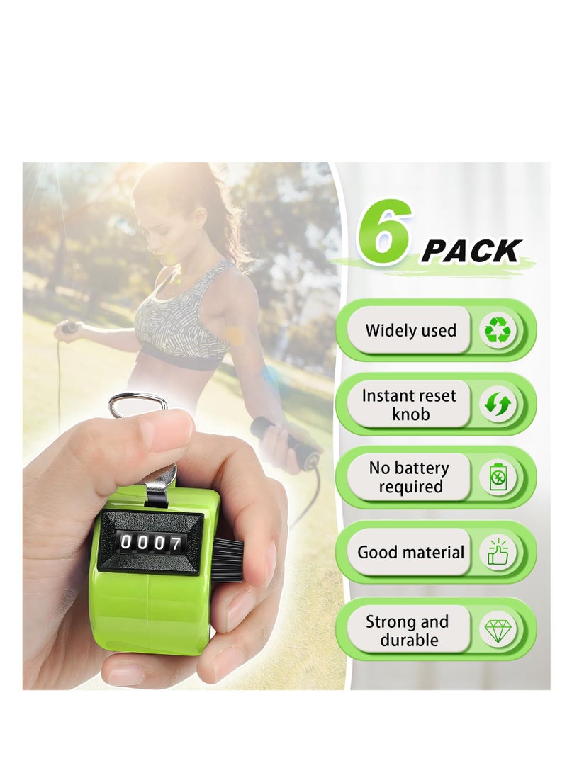 6 Pcs Clicker Counters, Handheld Manual Mechanical Tally Counter, 4-Digit Number Count Clicker Pitch Counter, Made of ABS Material, for Coaching, Golf, Office, Fishing and Stadiums Supplies - Image 2
