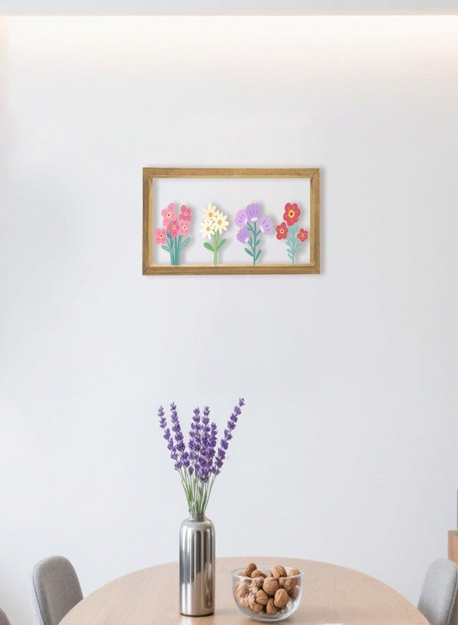 XORT Metal Flowers Wall Arts, Rustic Farmhouse 3D Metal Minimalist Flower Framed Wall Art for Living Room Bathroom Bedroom Dining Room Wall Decor, Housewarming Gifts Ready to Hang - Image 1
