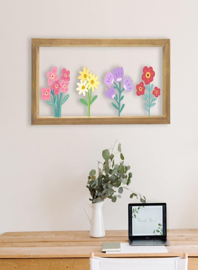 XORT Metal Flowers Wall Arts, Rustic Farmhouse 3D Metal Minimalist Flower Framed Wall Art for Living Room Bathroom Bedroom Dining Room Wall Decor, Housewarming Gifts Ready to Hang - Image 4