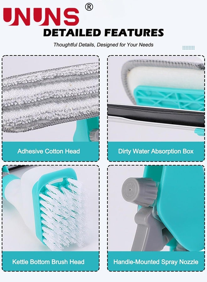 UNUNS Window Cleaning Squeegee Kit,Multifunction Window Cleaner Tool,4 in 1 Set with Spray Bottle,Rubber Squeegee and Microfiber Washer Head,Window Vacuum Squeegee Cordless  - Image 3