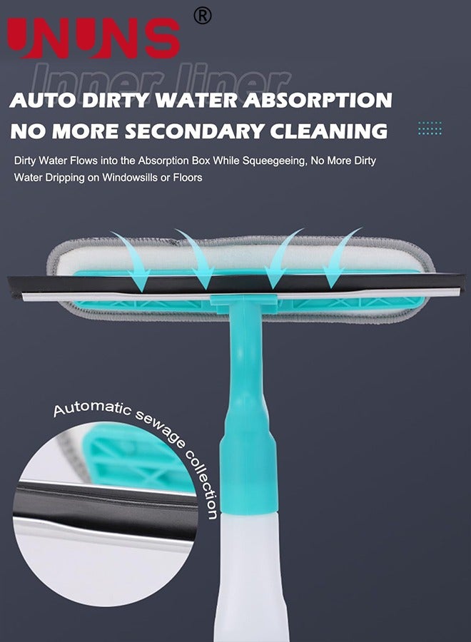 UNUNS Window Cleaning Squeegee Kit,Multifunction Window Cleaner Tool,4 in 1 Set with Spray Bottle,Rubber Squeegee and Microfiber Washer Head,Window Vacuum Squeegee Cordless  - Image 5