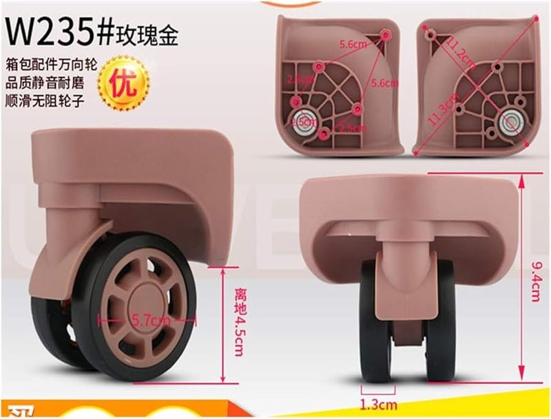 مجموعة استبدال عجلات الأمتعة روز جولدن، مجموعة من 2 عجلة دوارة صامتة مقاس W235 - Image 3