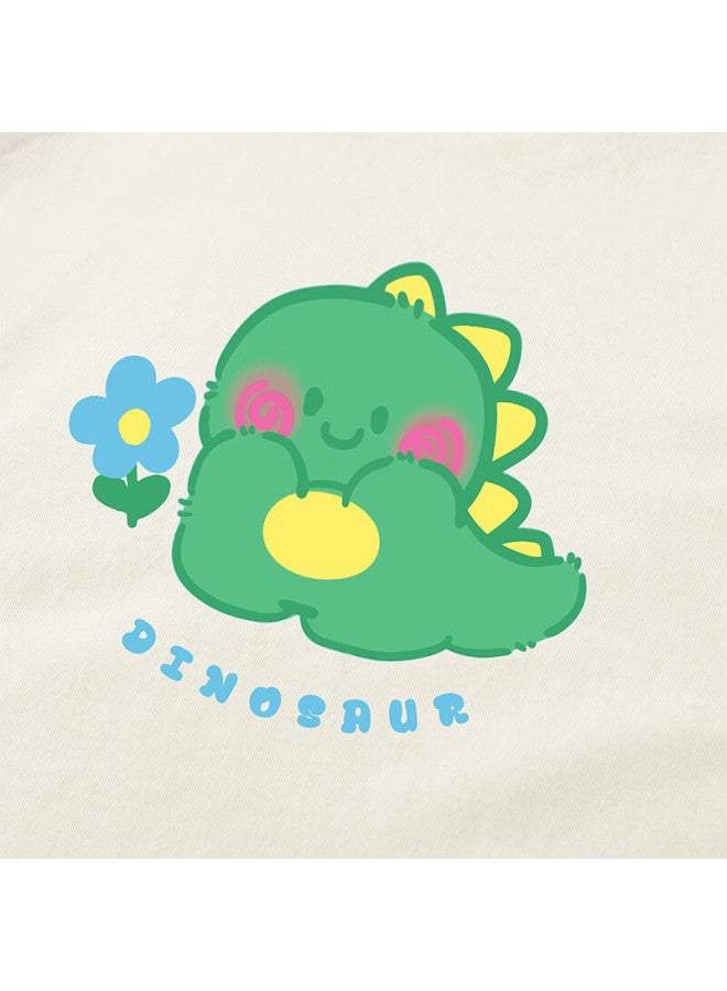 Mini Wooden House Kids Long Sleeve Spring Autumn Boys Girls Cotton T-shirt Green Shy Dinosaur 140