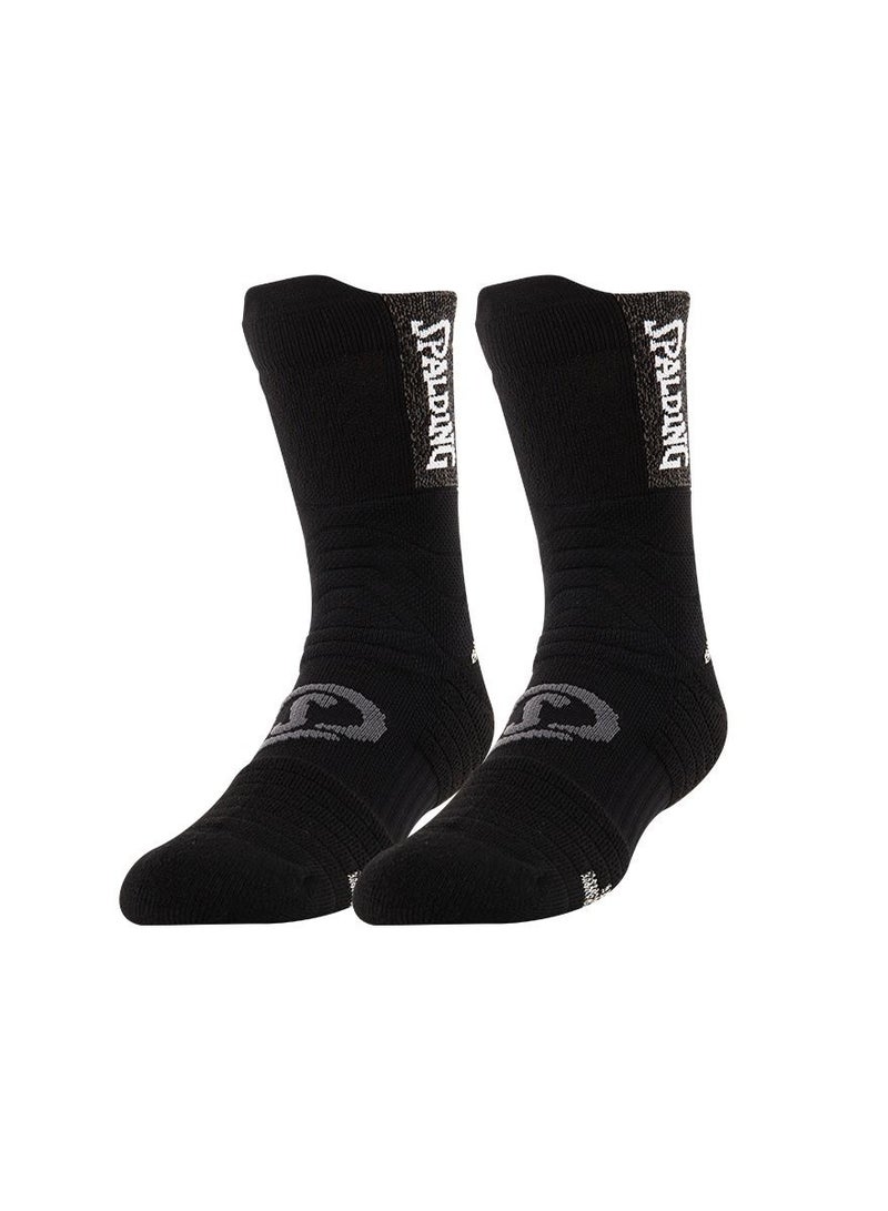 Men Anti Slip Mid Calf Sport Socks Black/Grey/White 