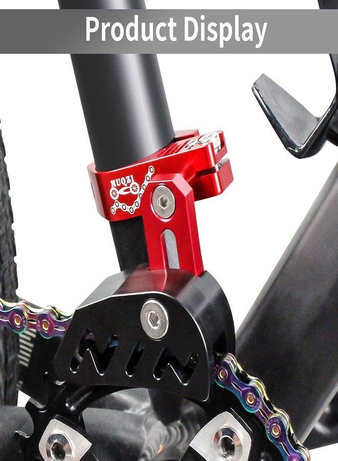 MUQZI Chain Guide, Aluminum Alloy Bike Chain Guide Mountain Bike Chain Deflectors Adjustable MTB Cycle Single Crankset Bicycle Chain Protector, Red - Image 2