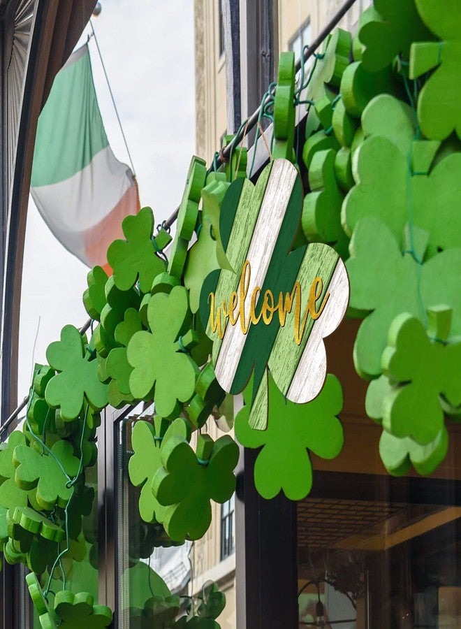 وولاين لوحة ترحيب خشبية معلقة على شكل نبتة البرسيم من Whaline، مناسبة لعيد القديس باتريك، لتزيين النوافذ الداخلية والخارجية في المنزل الريفي خلال العطلات، مقاس 11.6 × 12 بوصة - Image 4