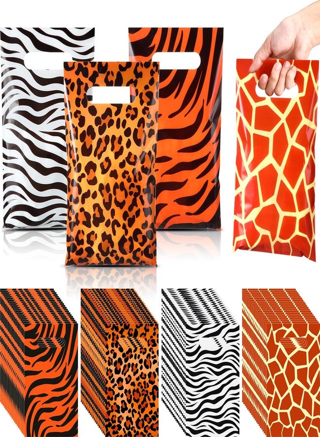 Dinifee 100 Pieces Plastic Safari Goodie Gift Bags Bulk Jungle Party Favors Candy Bags for Kids Summer Jungle Safari Animal Party Favors Supplies - Image 1
