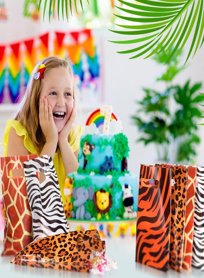 Dinifee 100 Pieces Plastic Safari Goodie Gift Bags Bulk Jungle Party Favors Candy Bags for Kids Summer Jungle Safari Animal Party Favors Supplies - Image 2