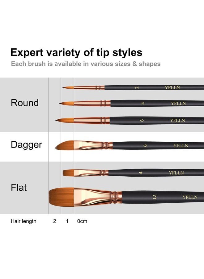 YFLLN Paint Brush Set 6 Different Shapes for Watercolor Rock Face Painting Brush, Artist Craft Brush Supplies, Paint Brush Set for All Purposes Children Adult Painting - Image 3