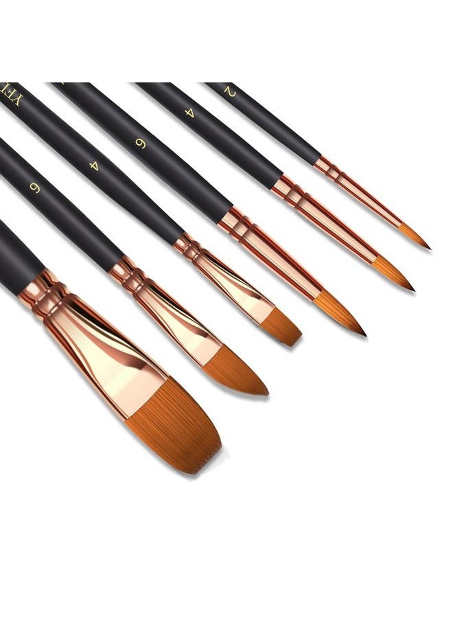 YFLLN Paint Brush Set 6 Different Shapes for Watercolor Rock Face Painting Brush, Artist Craft Brush Supplies, Paint Brush Set for All Purposes Children Adult Painting - Image 1