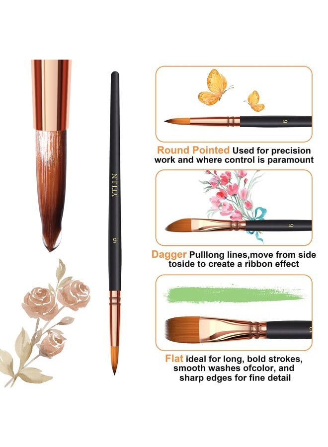 YFLLN Paint Brush Set 6 Different Shapes for Watercolor Rock Face Painting Brush, Artist Craft Brush Supplies, Paint Brush Set for All Purposes Children Adult Painting - Image 4