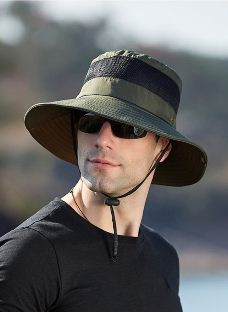 NOVOLAN Bucket Hat Fishing Hat Sun Hat Wide Brim Waterproof Breathable Summer Mesh Breathable Fisherman Hat Men's Outdoor Hiking Hat Women's Big Brim Sun Hat Bennie Hat Sun Protection (Green) - Image 1