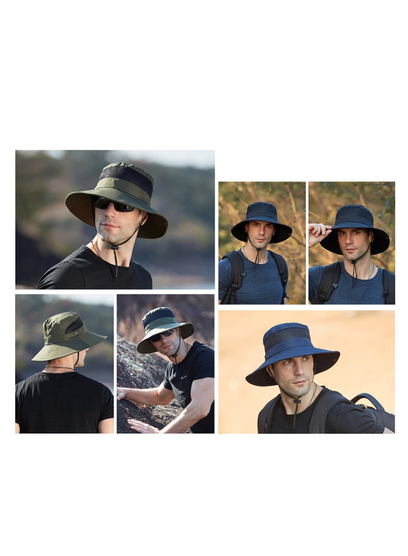 NOVOLAN Bucket Hat Fishing Hat Sun Hat Wide Brim Waterproof Breathable Summer Mesh Breathable Fisherman Hat Men's Outdoor Hiking Hat Women's Big Brim Sun Hat Bennie Hat Sun Protection (Green) - Image 3