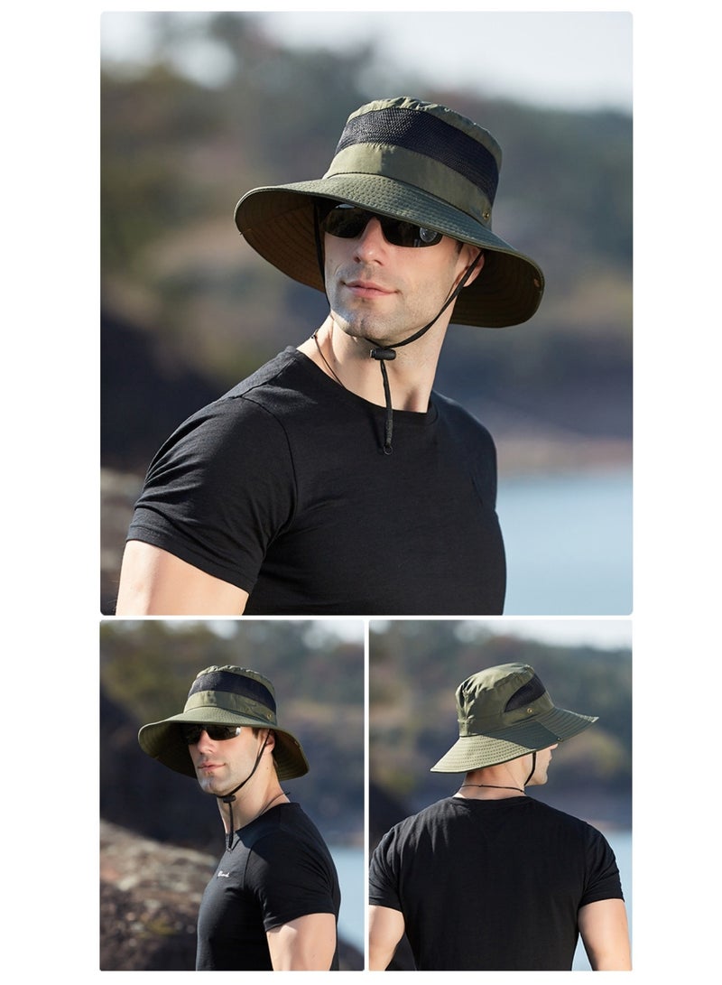 NOVOLAN Bucket Hat Fishing Hat Sun Hat Wide Brim Waterproof Breathable Summer Mesh Breathable Fisherman Hat Men's Outdoor Hiking Hat Women's Big Brim Sun Hat Bennie Hat Sun Protection (Green) - Image 2