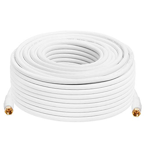 Cmple Digital Coaxial Cable F-Type Male RG6 Coax Digital Audio Video with F Connector Pin Satellite Cord 100 Feet White - Image 2
