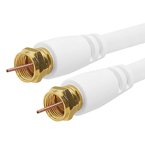 Cmple Digital Coaxial Cable F-Type Male RG6 Coax Digital Audio Video with F Connector Pin Satellite Cord 100 Feet White - Image 1