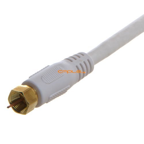 Cmple Digital Coaxial Cable F-Type Male RG6 Coax Digital Audio Video with F Connector Pin Satellite Cord 100 Feet White - Image 3