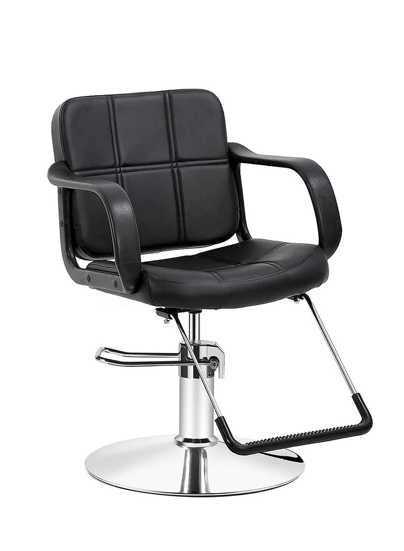 شاربدو كرسي صالون الحلاقة بمضخة هيدروليكية دوارة للتجميل شديدة التحمل، أسود - Image 1
