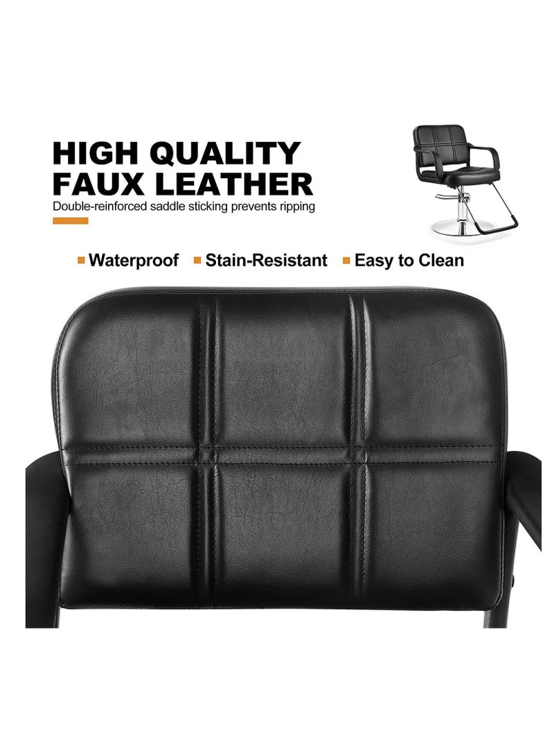 شاربدو كرسي صالون الحلاقة بمضخة هيدروليكية دوارة للتجميل شديدة التحمل، أسود - Image 3