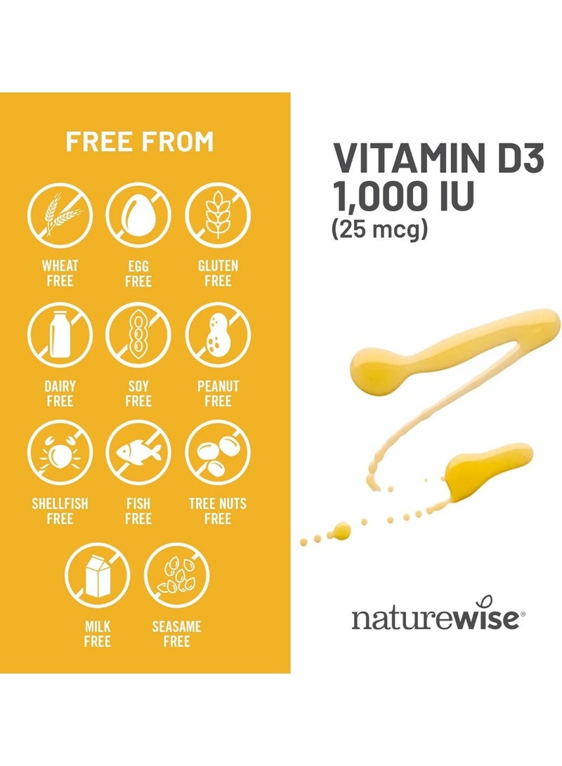 NatureWise Vitamin D3 1000iu (25 mcg) Healthy Muscle Function, and Immune Support, Non-GMO, Gluten Free in Cold-Pressed Olive Oil, Packaging Vary ( Mini Softgel), 360 Count - Image 2