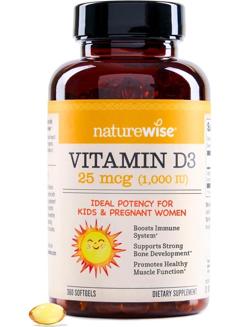 NatureWise Vitamin D3 1000iu (25 mcg) Healthy Muscle Function, and Immune Support, Non-GMO, Gluten Free in Cold-Pressed Olive Oil, Packaging Vary ( Mini Softgel), 360 Count - Image 1