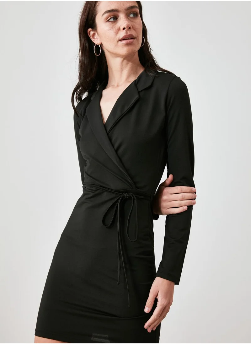 trendyol Side Tie Knitted Wrap Dress