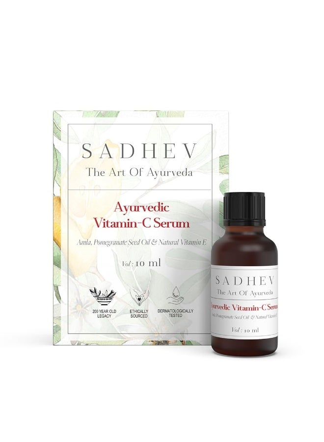 Sadhev Ayurvedic Vitamin C Face Serum For Glowing and Clear Skin With Pomegranate Seed Oil And Natural Vitamin E - 10ml (Pack of 1) - Image 1