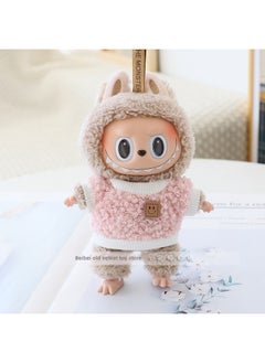 Generic 17cm Rab Cloth Pendant Clothes Labubu Blind Box Keychain Vinyl Doll Casual Suit Doll Clothes-Specifications:Suitable For The First And Second Generation (excluding Baby)-Color:Pink Velvet Sweatshirt (doll Not Included)  - Image 1