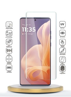 Wtech Motorola Moto G85 / Motorola S50 Neo / Motorola Edge 50 Fusion 5G 2024 Premium Curved Edges UV Full Glue Full Cover Tempered Glass Screen Protector (MSGUCN) - Clear  - Image 2